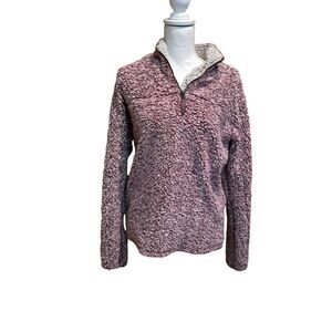 True Grit Women's Size Xsmall Red and White Quarter Zip‎ Sherpa Pullover